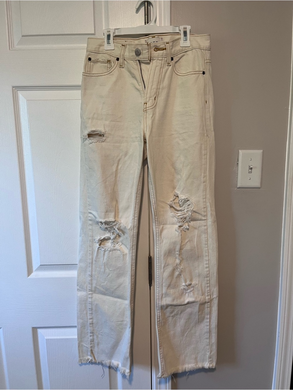 BDG Distressed Cream Jeans - Bootleg